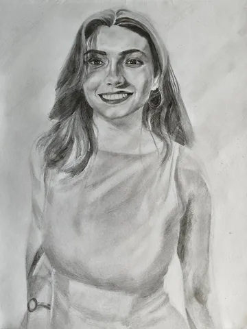 Graphite portrait of a singer at 55b Jazz in Madrid